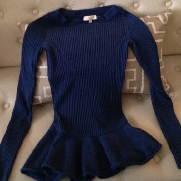 Tory Burch Ramona Merino Wool Peplum Sweater XS - Picture 2 of 13